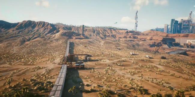 An arieal view of the Militech cusntructioon site in Cyberpunk 2077