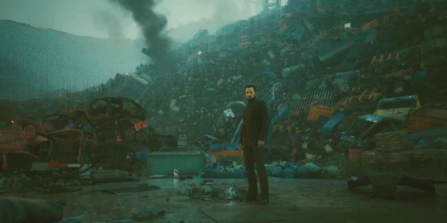 Takemura staring at V in Playing for time quest in Cyberpunk 2077 