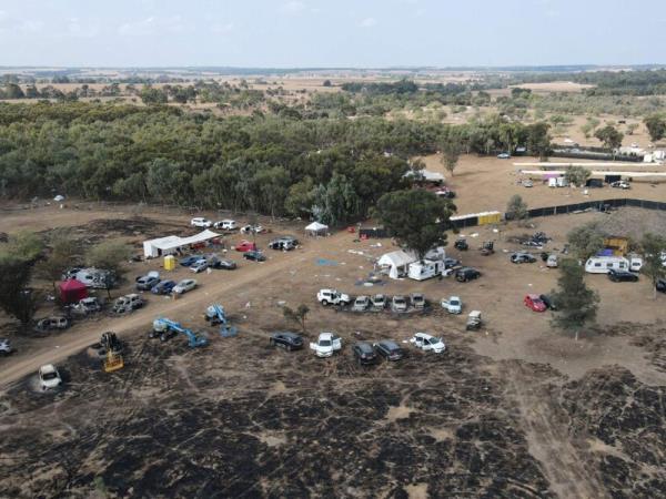 An aerial view of the aftermath of the music festival attack