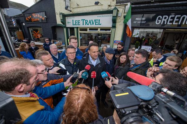  The Taoiseach Leo Varadkar speaking to members of the presss during his visit to Midleton. Picture: Dan Linehan