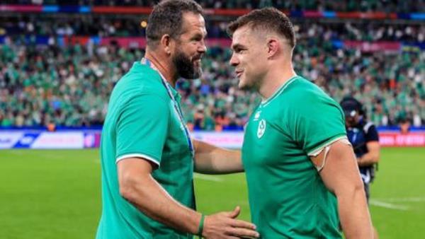 JOB DONE: Ireland's Head Coach Andy Farrell with Garry Ringrose. JOB DONE: Ireland's Head Coach Andy Farrell with Garry Ringrose.