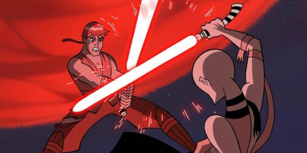 Anakin fights Ventress in 2003 Clone Wars series.
